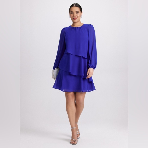 Jessica Howard Tiered Chiffon Dress - Picture 1 of 15